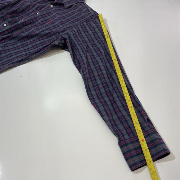 VTG Polo Ralph Lauren Men’s Button Shirt Blue Check Lowell Sport Cotton 17-35 Lg - Picture 5 of 7